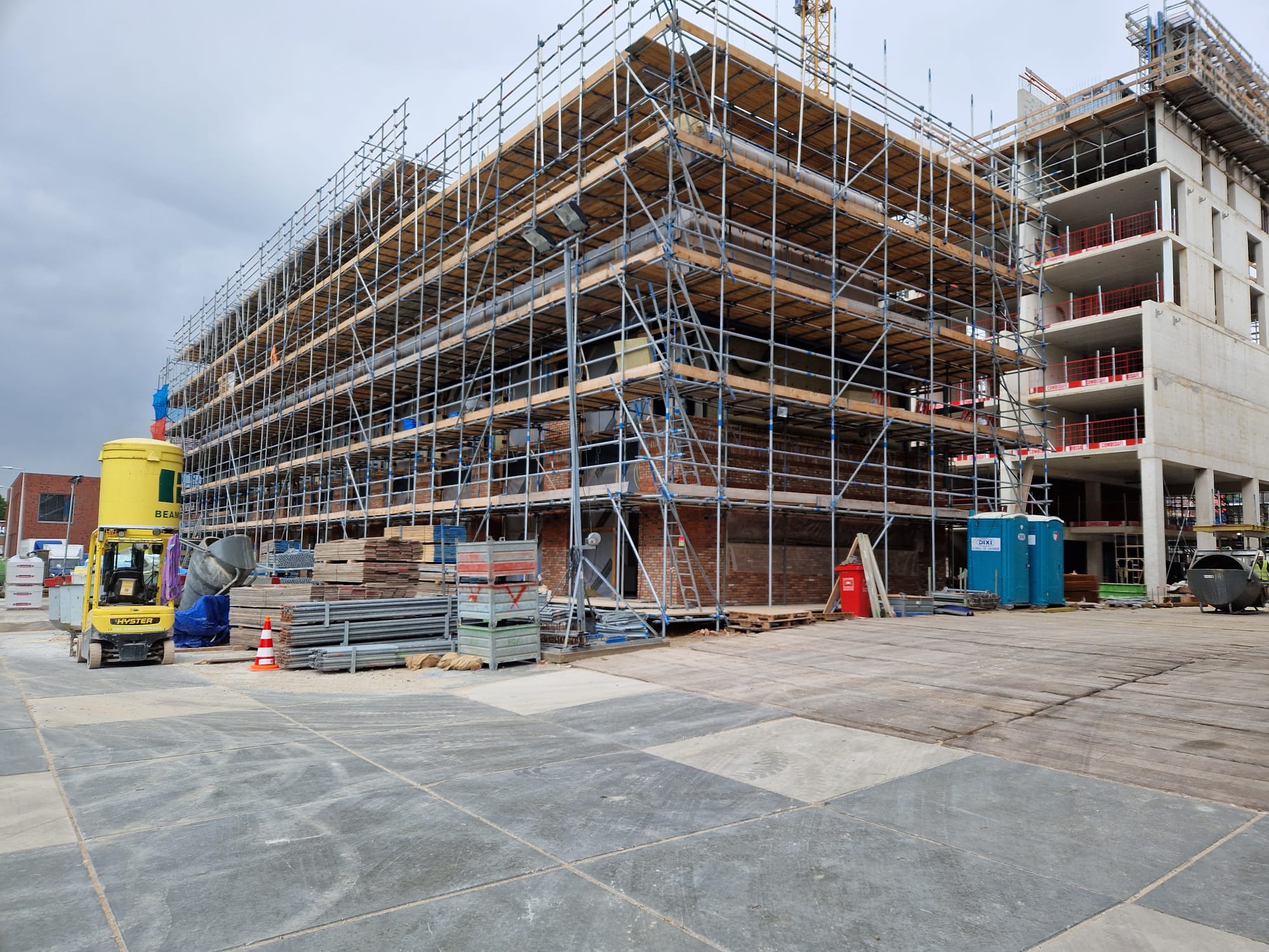 Muurwerk in uitvoering